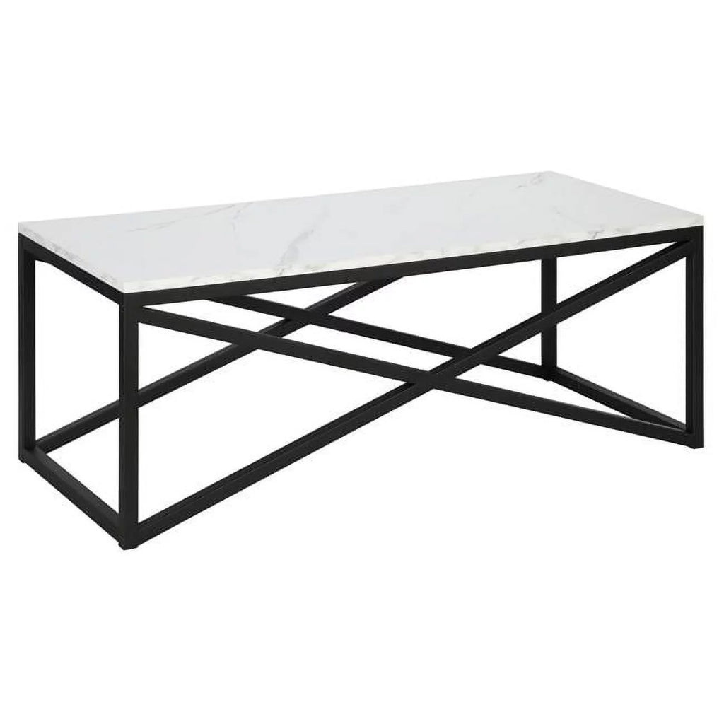Black & White Faux Marble Rectangular Coffee Table G240