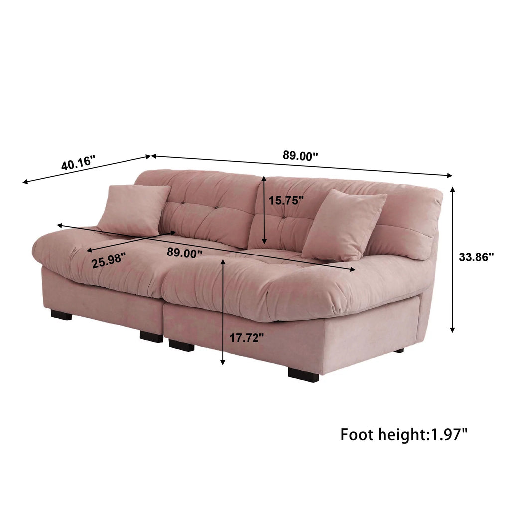 Pink Velvet 3-Seat Sofa U31036