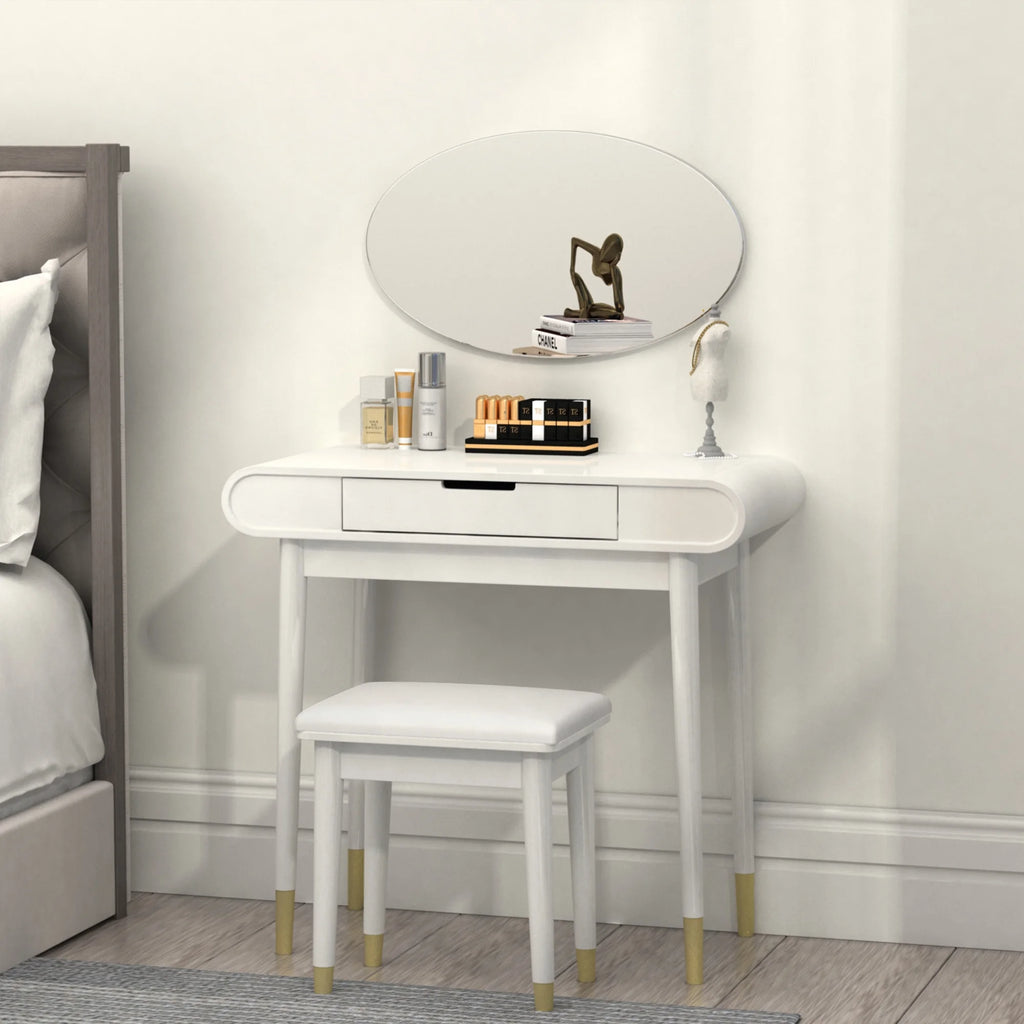 White Makeup Vanity Table Set with Stool D935