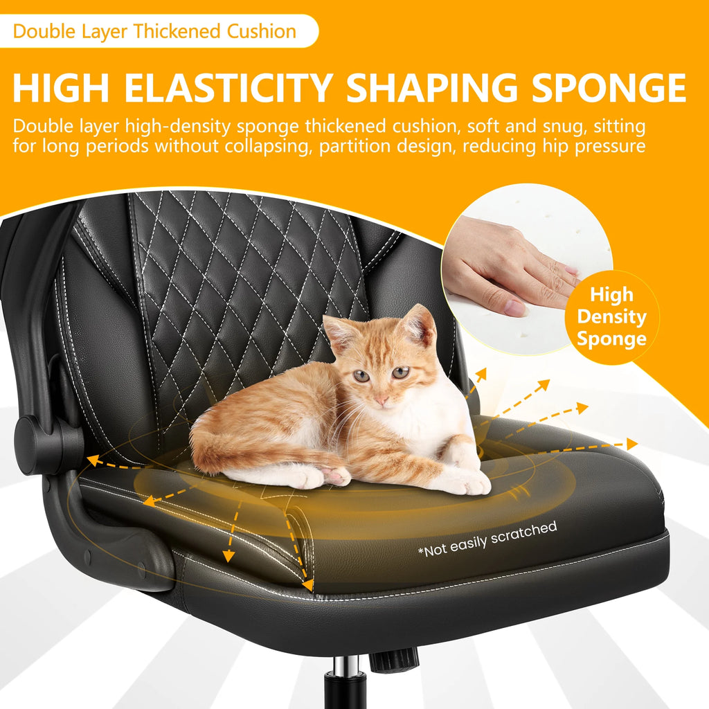 Executive Leather Ergonomic Office Chair with Flip-Up Arms G41433