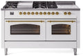 White Dual Fuel Propane Gas Range with Brass Trim Y55722