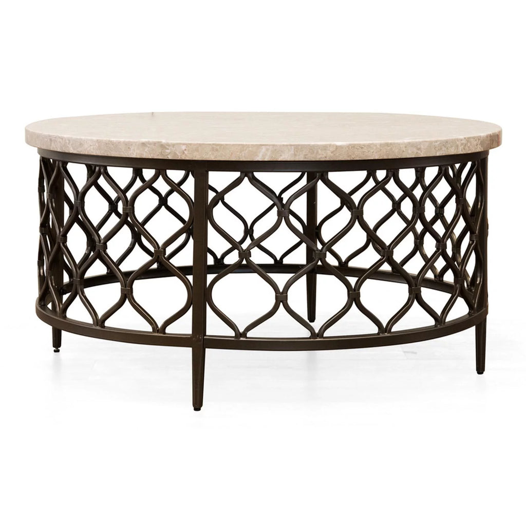 Round Metal Base Coffee Table with White Stone Top U537