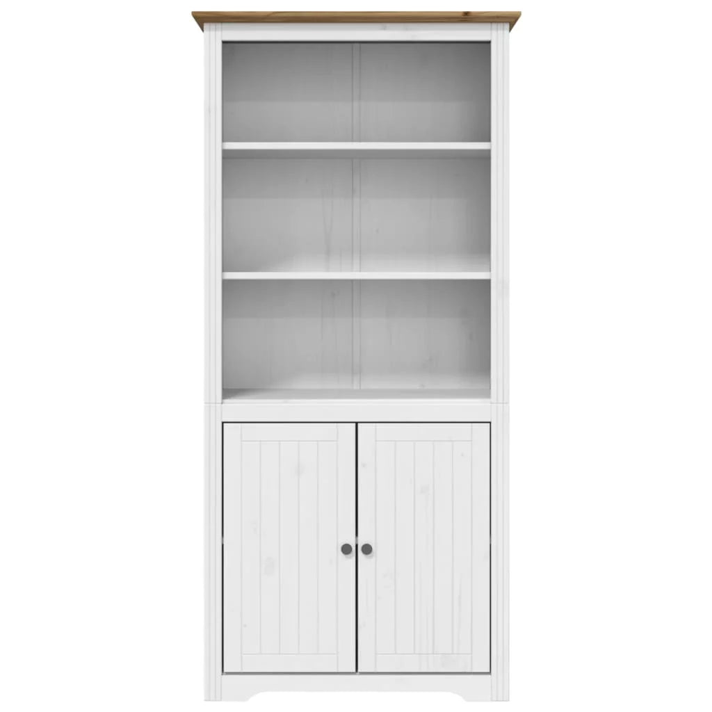 White and Brown Solid Wood Pine Bookcase Q7056