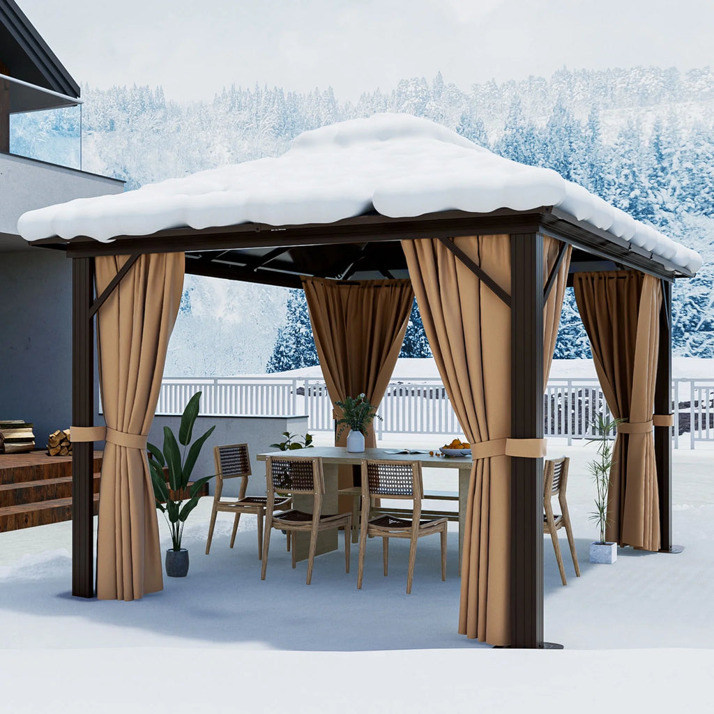 10 ft. x 12 ft. Hardtop Gazebo with Curtain and Netting B9254