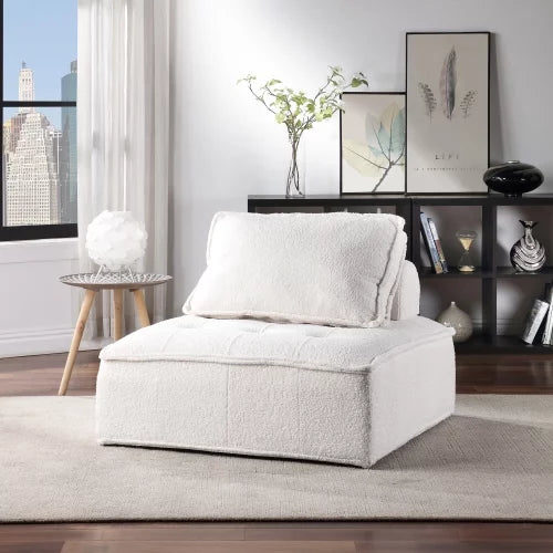 White Lambskin Sherpa Oversized Armless Accent Chair W423116