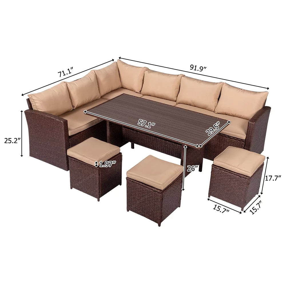 8 Pieces Patio Rattan Wicker Furniture Set with Cushions O101