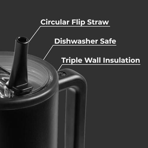 40 oz Insulated Stainless Steel Water Bottle with Handle & Flip Straw U6121