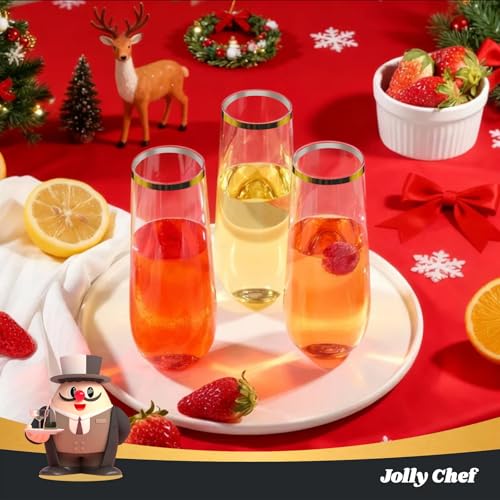 36 Pack 9 oz Clear Stemless Plastic Champagne Flutes F635262