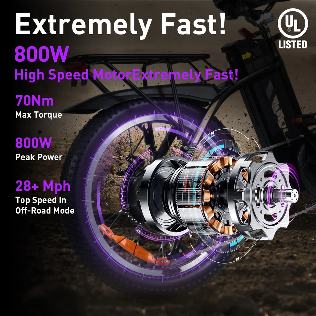Folding Electric Bike 800W 48V 15Ah 20" Fat Tire K885993