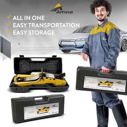 2 Ton Hydraulic Low Profile Floor Jack Kit with Case and Lug Wrench J915