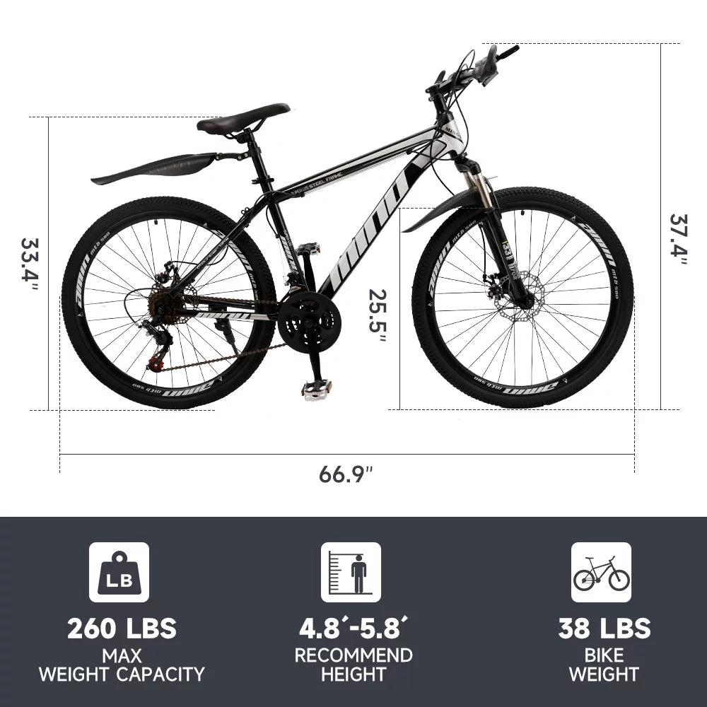 Full Suspension 21 Speed 26 inch Dual Disc Brake Mountain Bike B24656