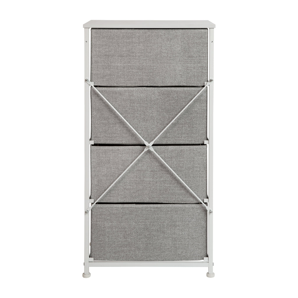 White 4 Drawer Fabric Storage Dresser O460813