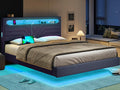 Queen Size Fabric Upholstered Platform Bed Frame with Storage Headboard L669160