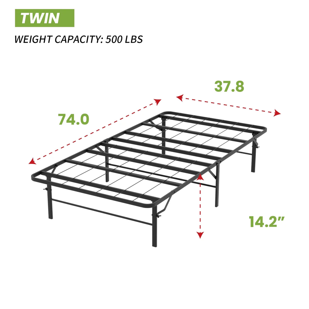 Twin Size 14 Inch Metal Platform Bed Frame L61594