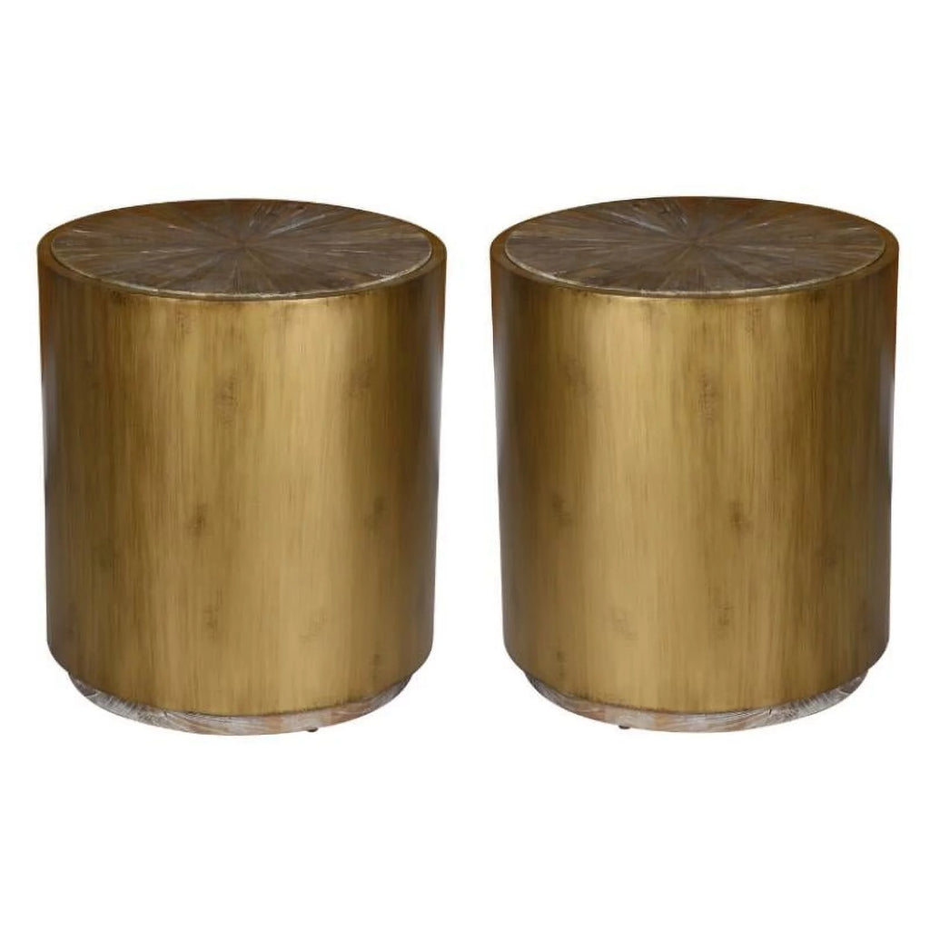 Wood and Metal End Table Set of 2 G6871