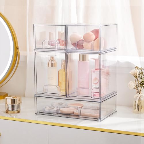 Clear Plastic Stackable Storage Drawers Set of 6 X36900