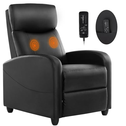Black Adjustable Massage Recliner Chair with Lumbar Support T5494