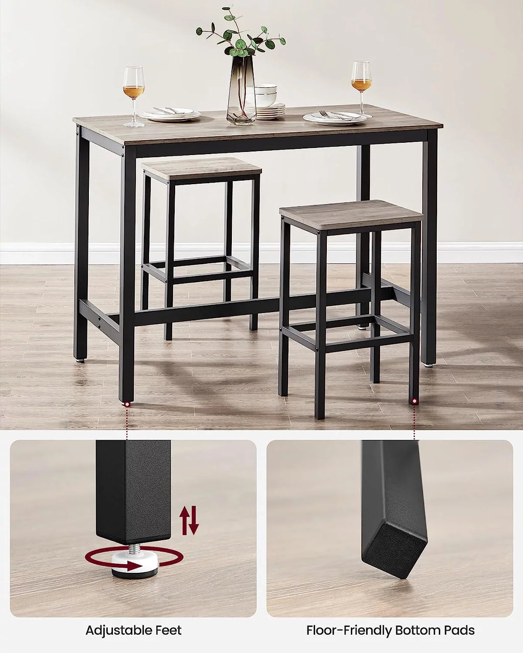 Bar Table Set with 2 Bar Stools E9569