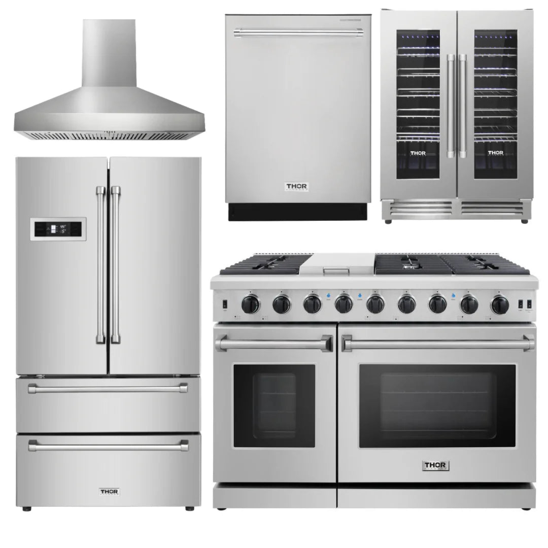 48 Propane Gas Range, Range Hood, Refrigerator, Dishwasher, Wine Cooler A694296