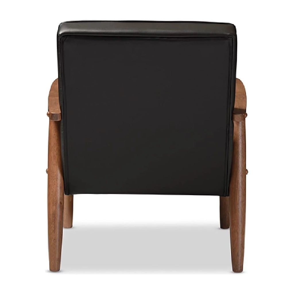 Black Faux Leather Upholstered Wooden Lounge Chair O43504