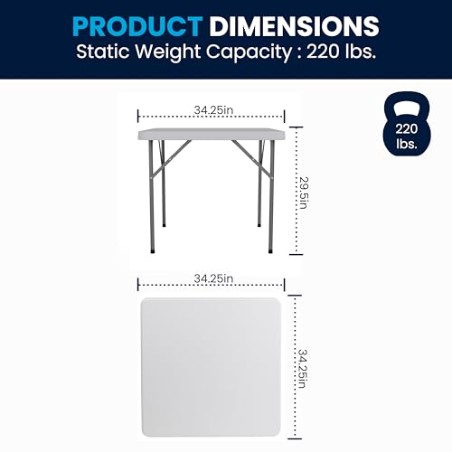 2.85' Square White Plastic Folding Table with Locking Legs Z628