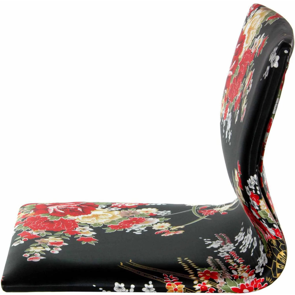 Black & Red Hibiscus Meditation Backrest Chair O925