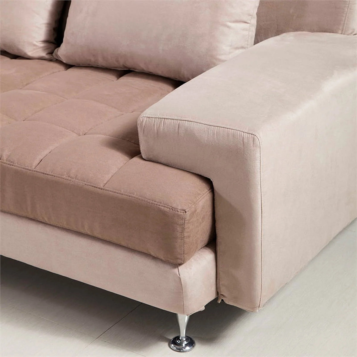 Light Brown Microfiber Sectional Chaise C991