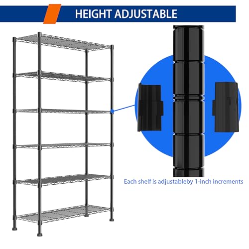6 Wire Shelving Steel Storage Rack Adjustable Unit Shelves W570277