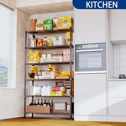6 Wire Shelving Steel Storage Rack Adjustable Unit Shelves W570277
