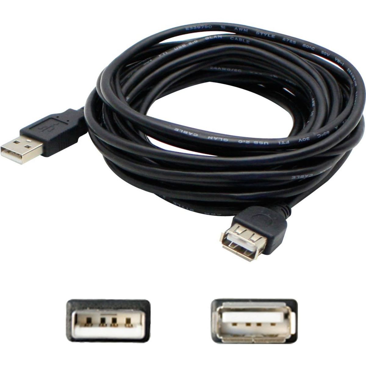 5-Pack of 15ft USB 2.0 Male to Female Black Extension T974351