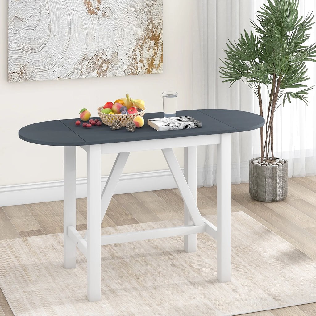 3-Piece Counter Height Dining Table Set with Drop Leaf and Upholstered Chairs H9440