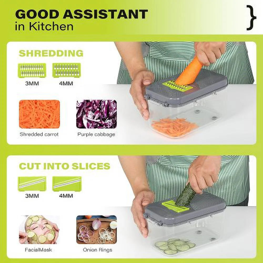 22-in-1 Vegetable Chopper with Container and 13 Blades U8296