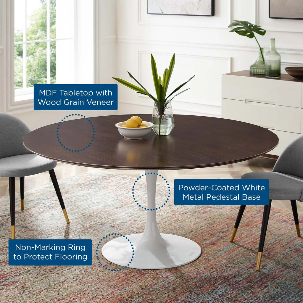 60 inch Round White Walnut Wood Dining Table C225