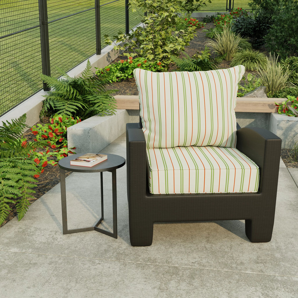 Grey Stripe Rectangular Outdoor Deep Seating Chair Cushion O534354