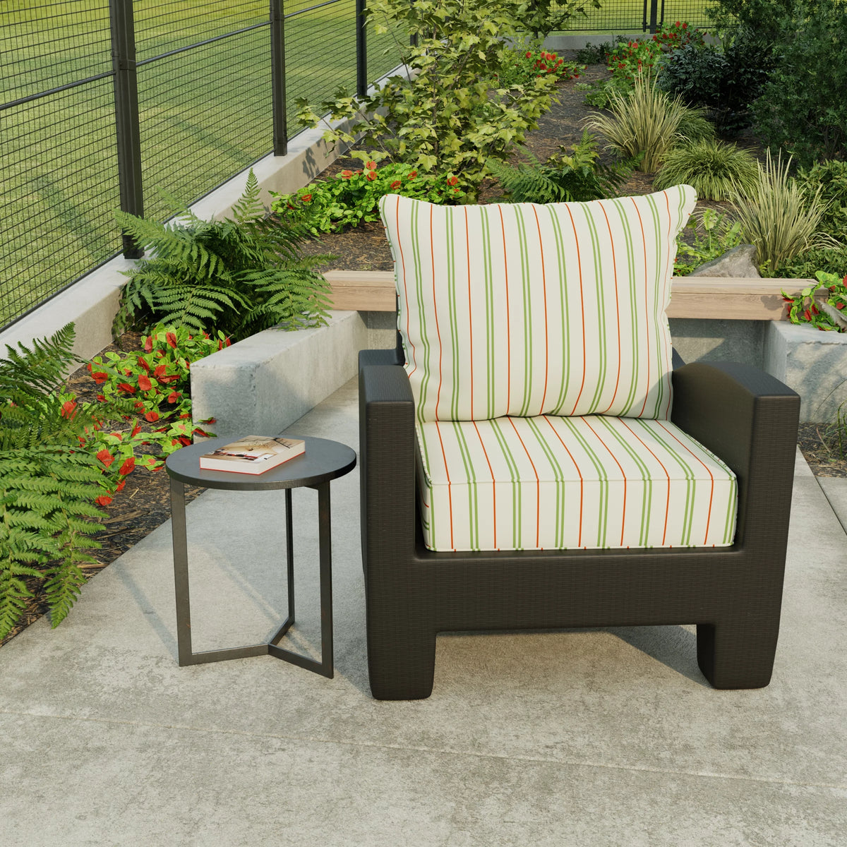 Grey Stripe Rectangular Outdoor Deep Seating Chair Cushion O534354