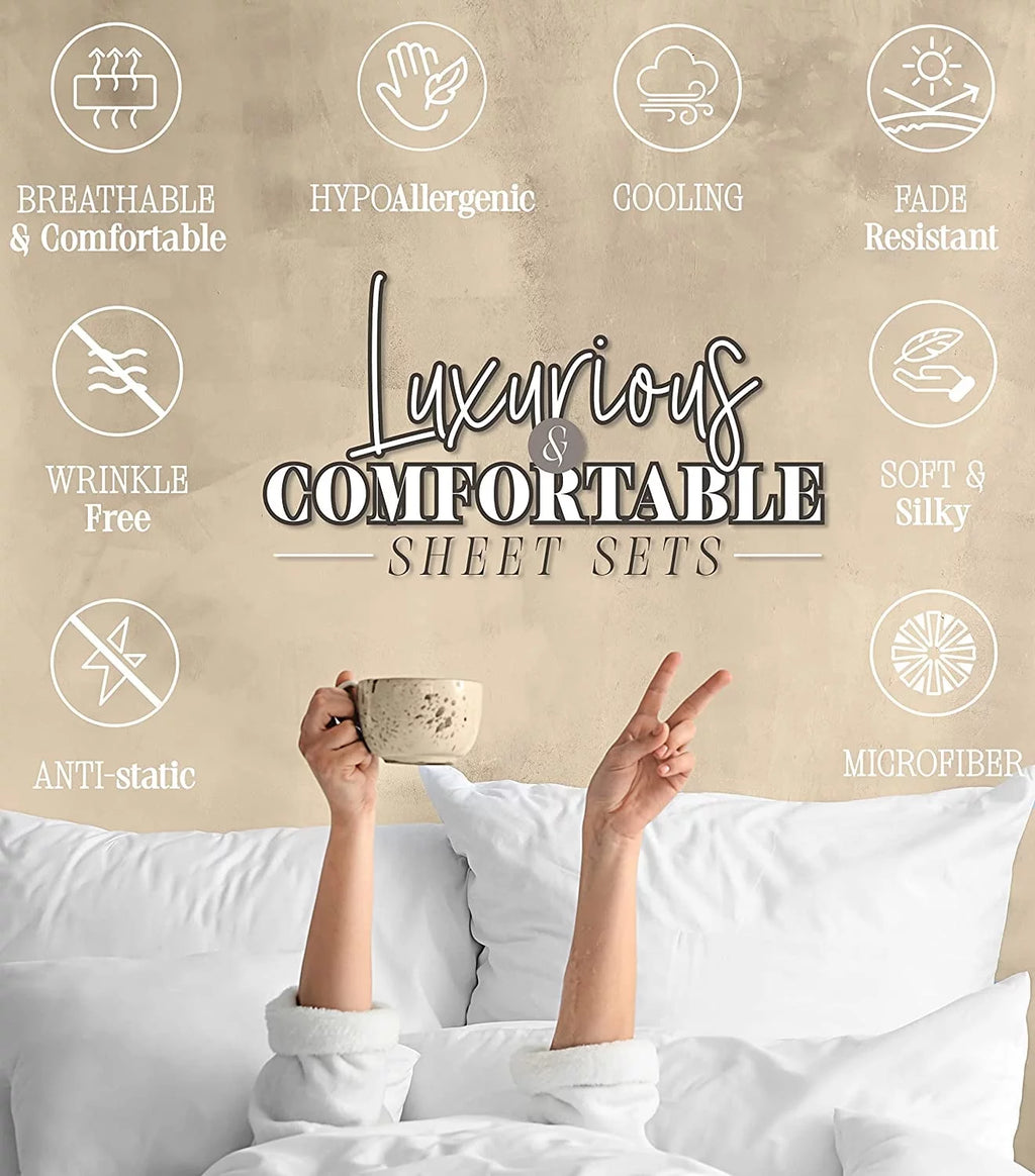 1800 Series Deep Pocket 6pc Bed Sheet Set P4136