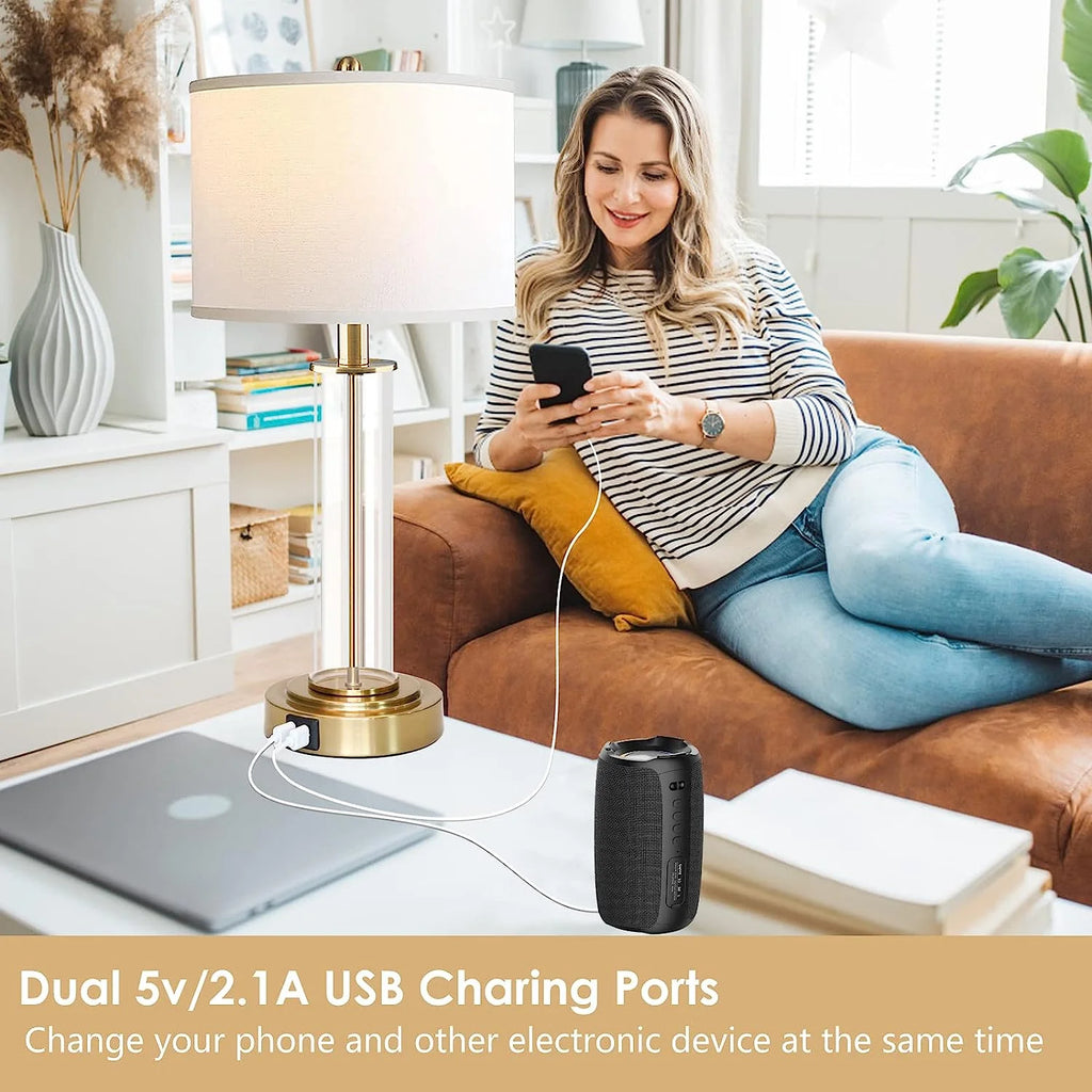 Touch Control Gold Table Lamps Set of 2 with USB Ports A641691