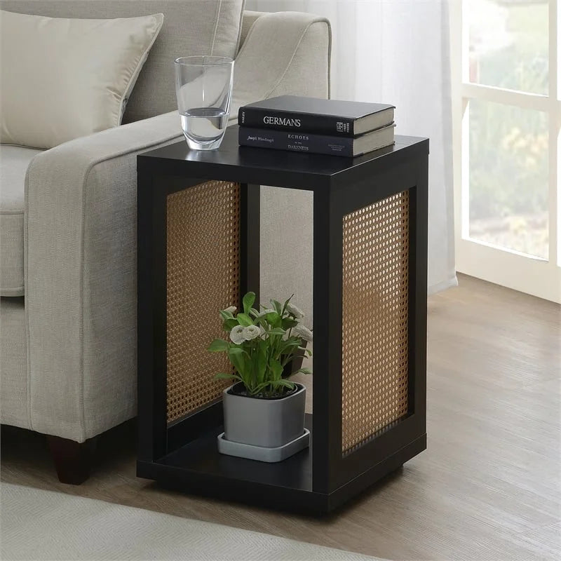 Black Wood End Table with Shelf K668544