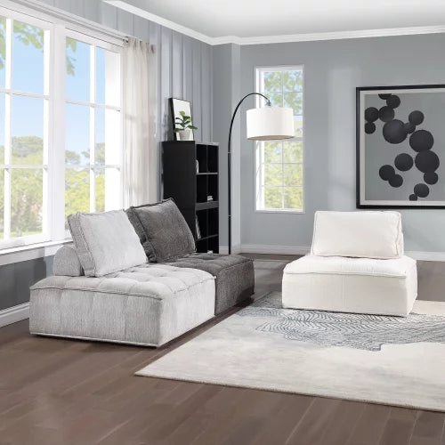 White Lambskin Sherpa Oversized Armless Accent Chair W423116