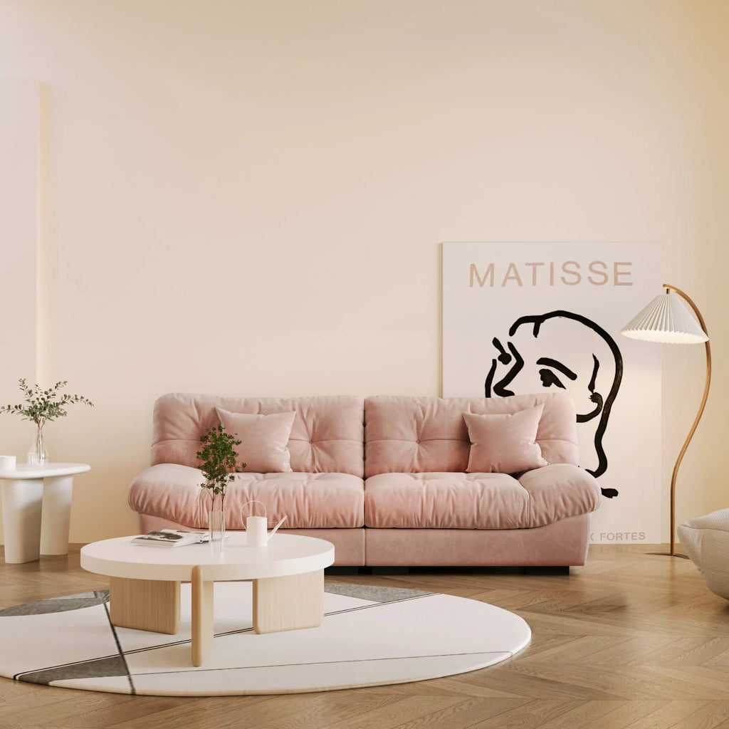 Pink Velvet 3-Seat Sofa U31036