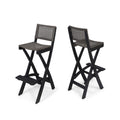 Folding Acacia Wood Barstools Set of 2 Dark Gray L6516