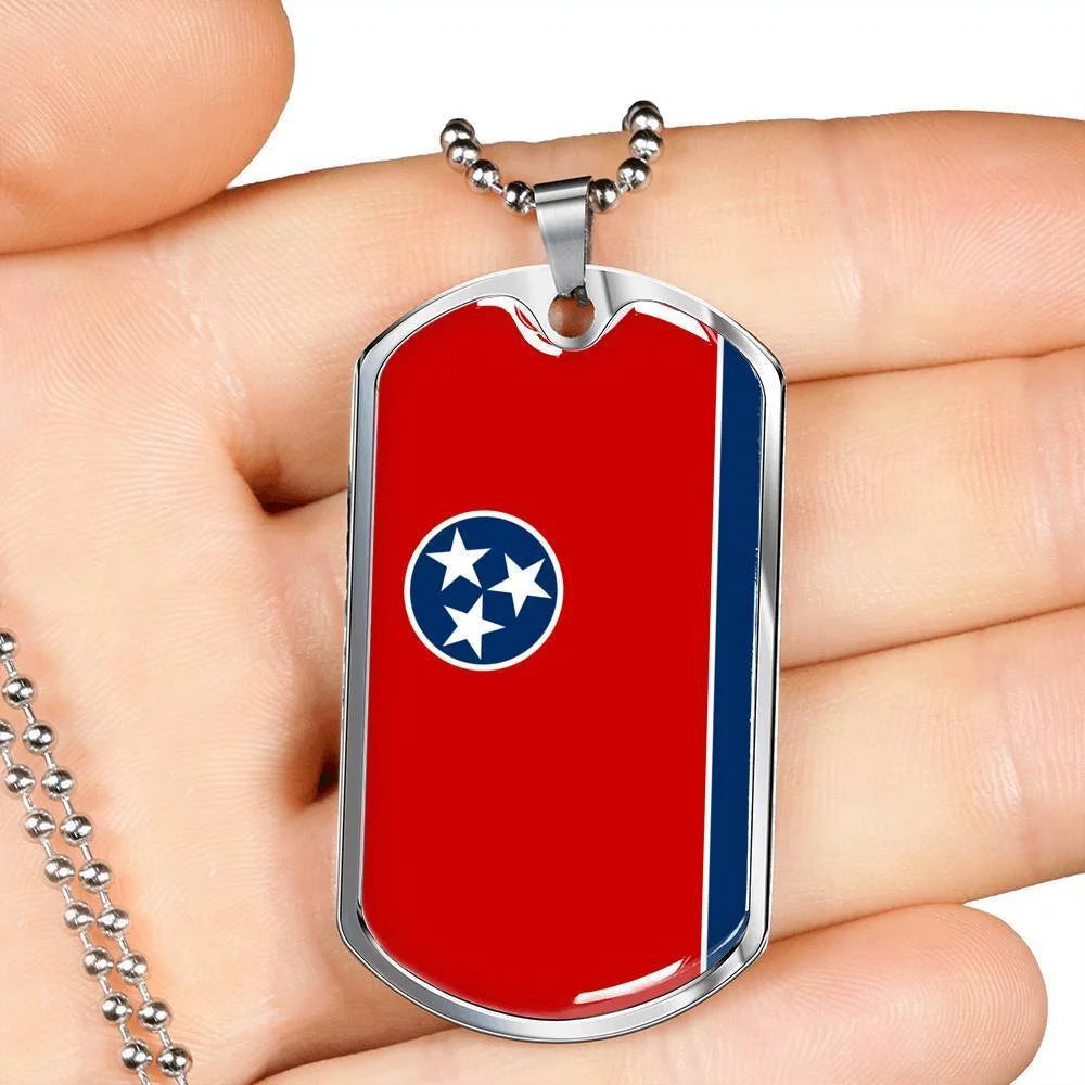 Stainless Steel or 18k Gold Dog Tag Necklace E85340