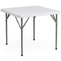2.85' Square White Plastic Folding Table with Locking Legs Z628