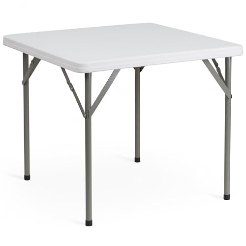 2.85' Square White Plastic Folding Table with Locking Legs Z628