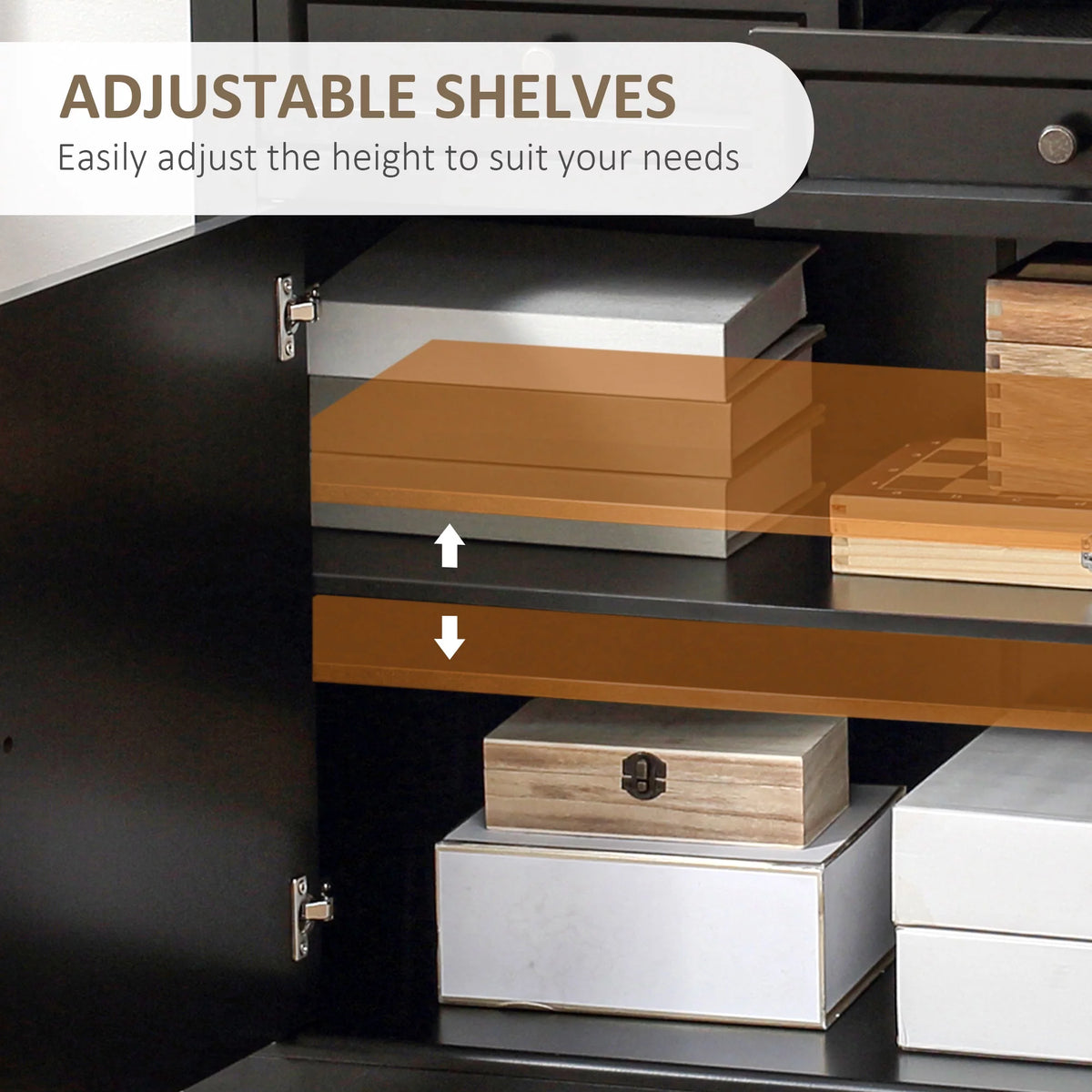 Black Sideboard Buffet Cabinet with 2 Drawers E936676