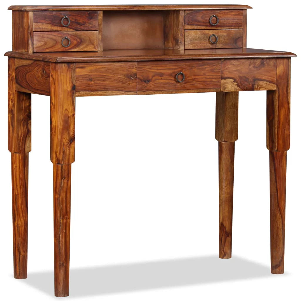 Solid Sheesham Wood Writing Desk with 5 Drawers K8415