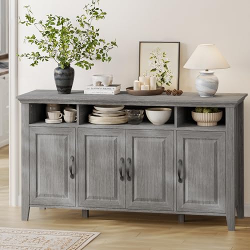 Oak and White Buffet Cabinet with Storage N883