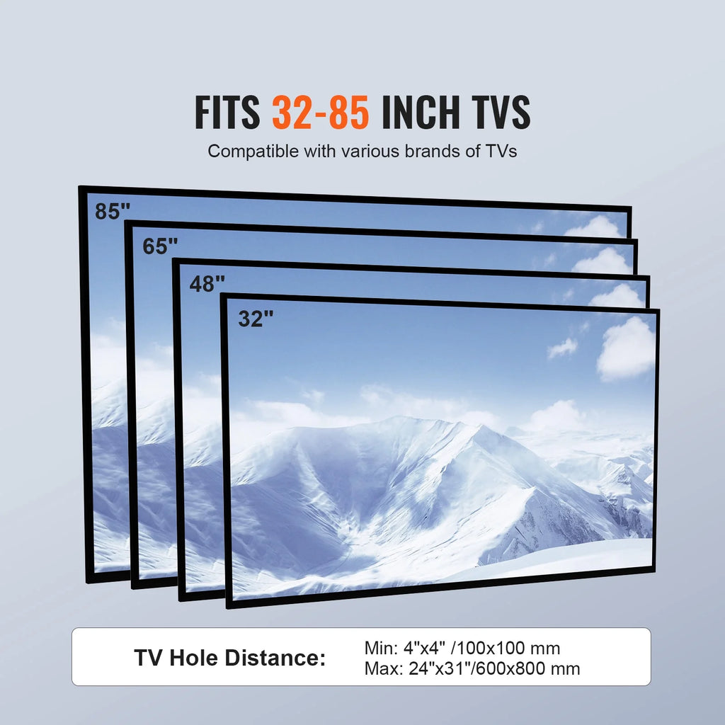 Modern Swivel Floor TV Stand for 32"-85" TVs Adjustable Height Glass H8062