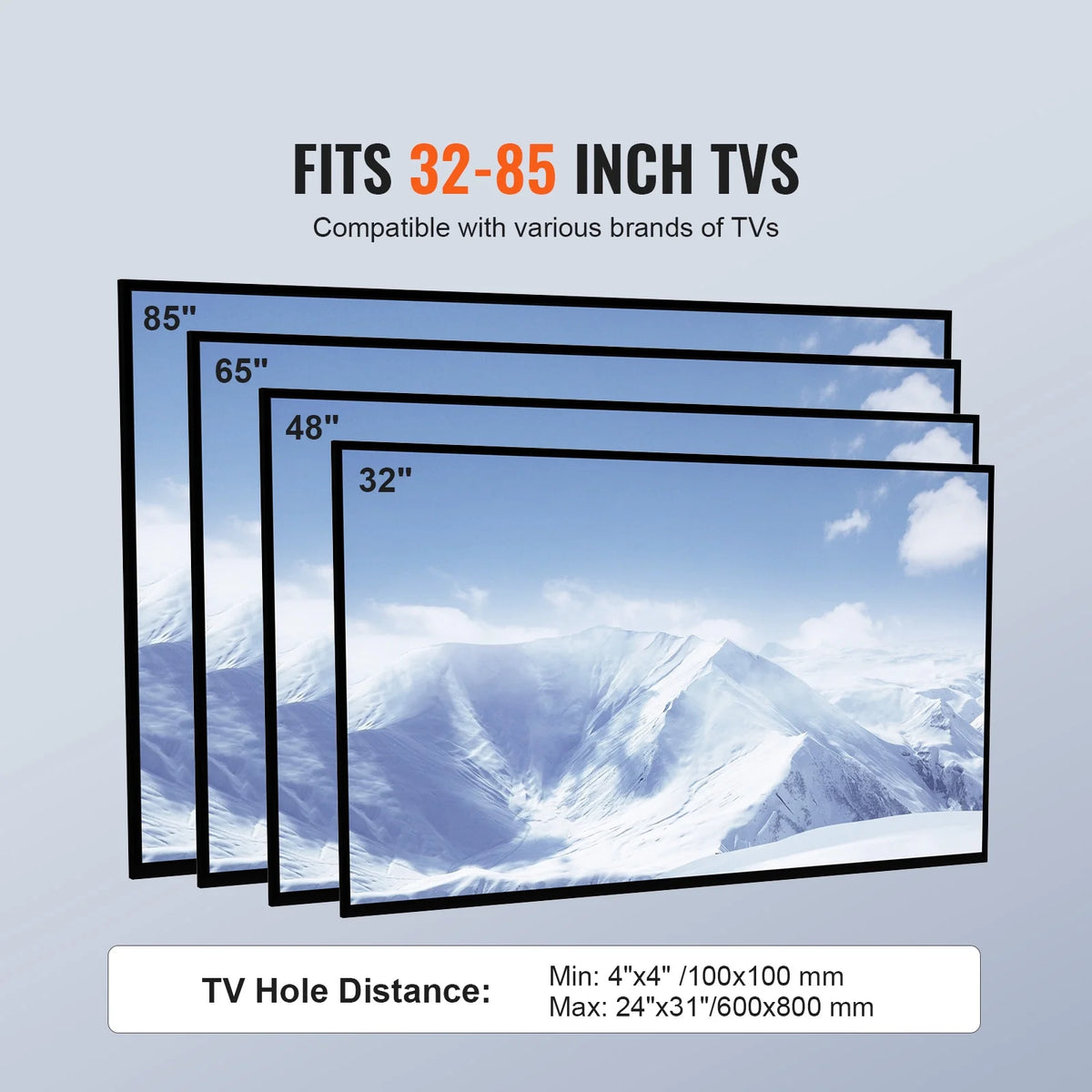 Modern Swivel Floor TV Stand for 32"-85" TVs Adjustable Height Glass H8062