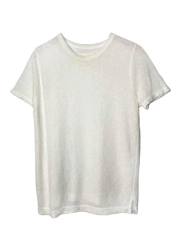 Hemp Pique Short Sleeve Crew in White